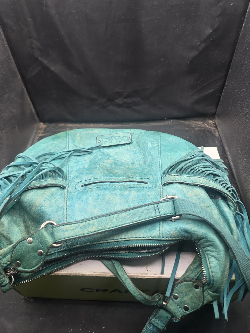 Lucky Brand Teal Fringe Hobo Shoulder Bag